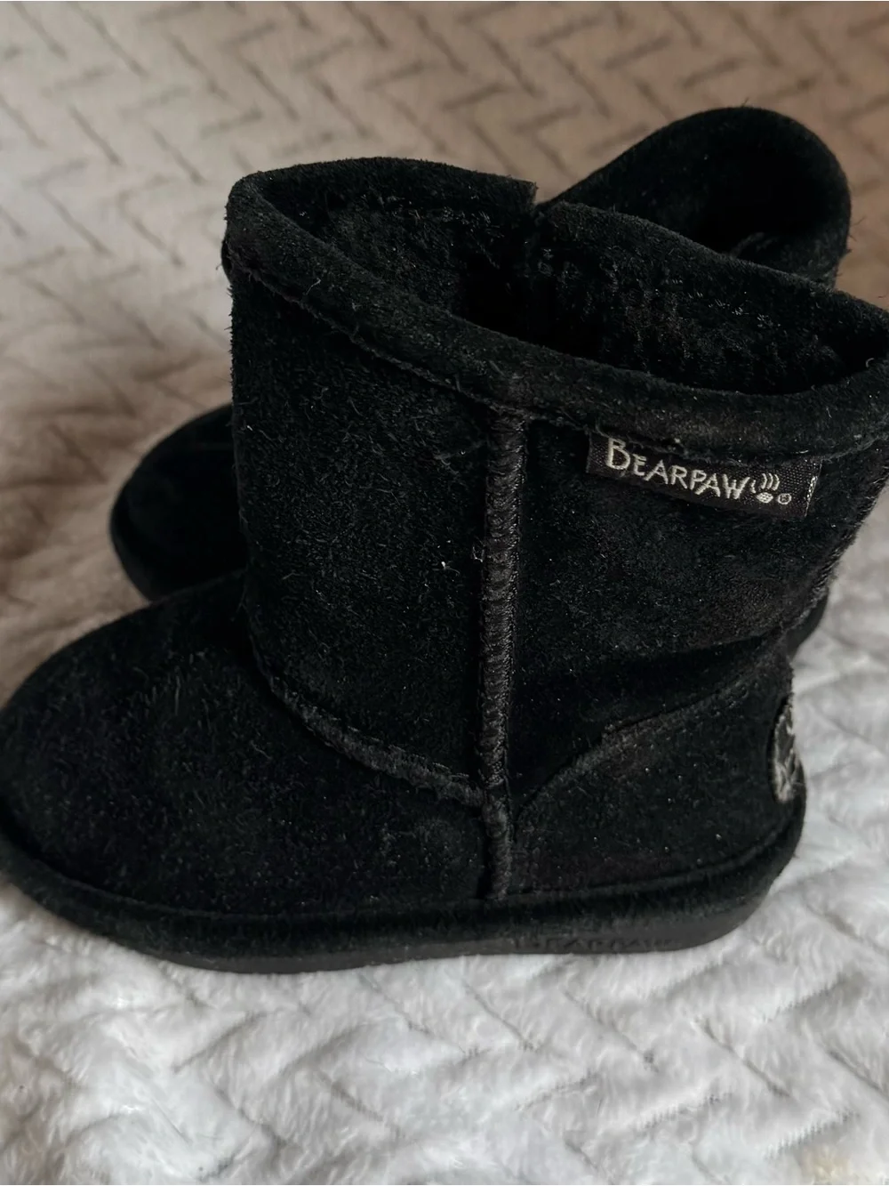 BearPaw Kids Black Suede Mid-Calf Boot